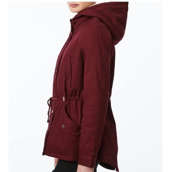 Collection B Juniors' Hooded Anorak Jacket, women’s coat size S Burgundy. New - Picture 3 of 9